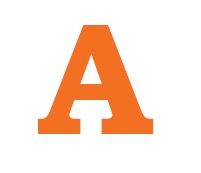 The letter A in orange