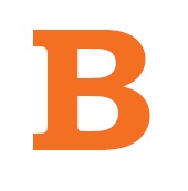 The letter B in orange