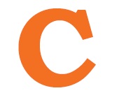 The letter C in orange