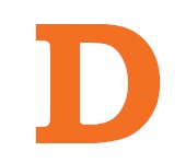 The letter D in orange