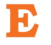The letter E in orange