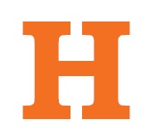 The letter H in orange