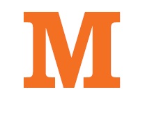 The letter M in orange
