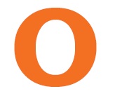 The letter O in orange