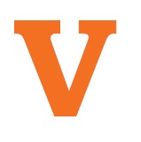 The letter V in orange
